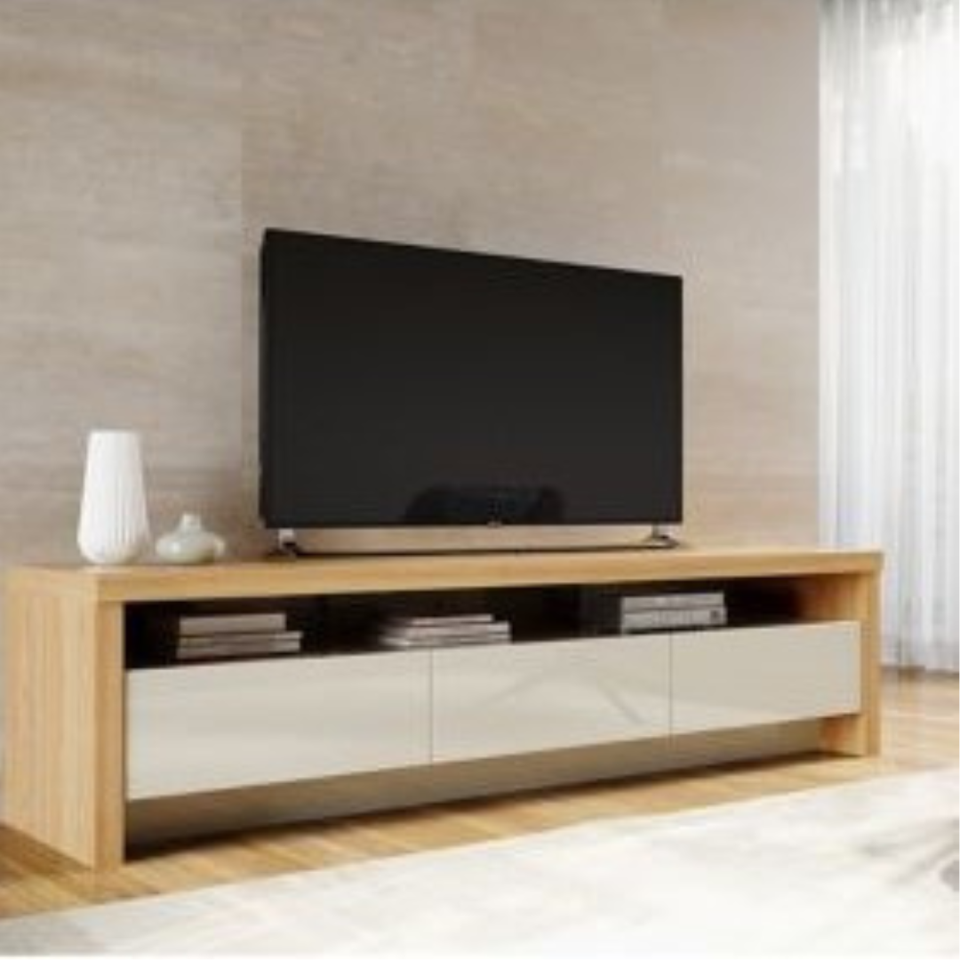 Tv Unit White & Wooden - 160 x 40 x 40 cm | TV41